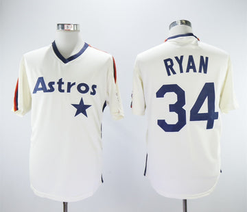 Nolan Ryan Houston Astros cream Cooperstown jersey