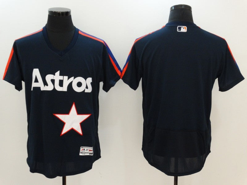 Custom Houston Astros navy Throwback jersey
