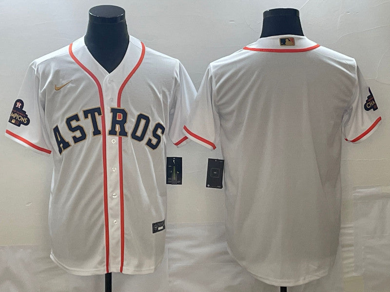 Blank White Houston Astros gold jersey