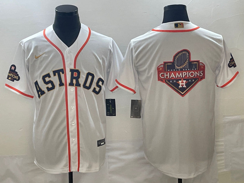 Blank White Houston Astros gold jersey