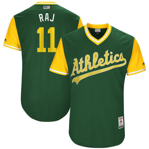 Rajai Davis Raj Majestic Oakland Athletics green jersey