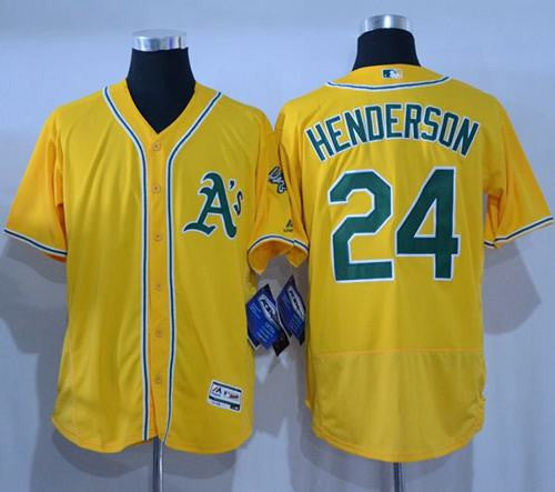 Rickey Henderson Oakland Athletics gold Authentic jersey