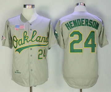 Rickey Henderson Oakland Athletics gray Throwback jersey