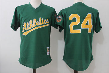 Rickey Henderson Oakland Athletics green Cooperstown jersey