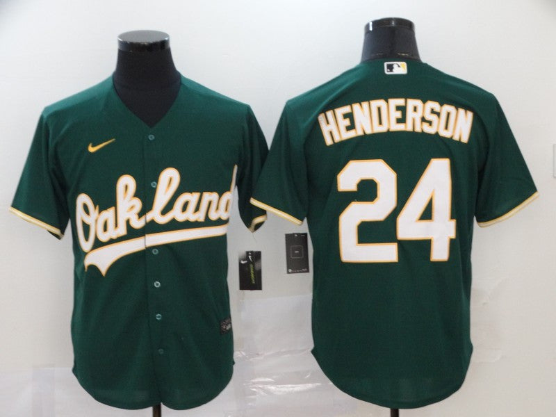 Rickey Henderson Oakland Athletics green jersey