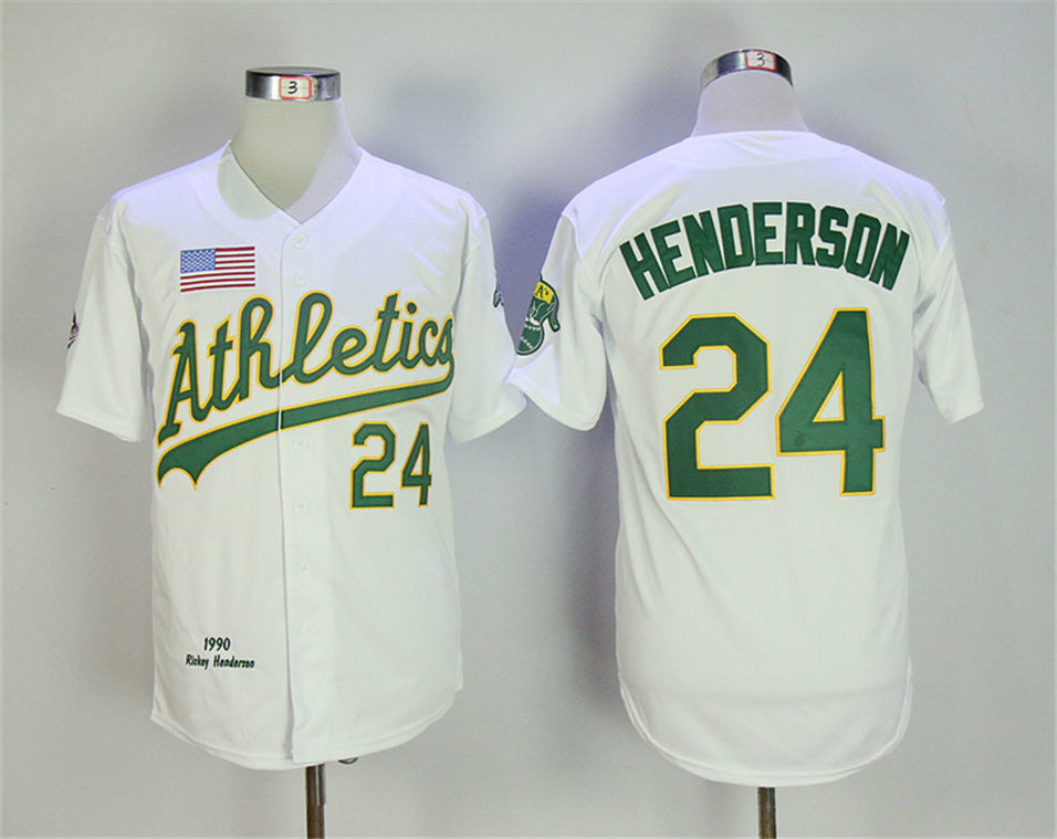 Rickey Henderson Oakland Athletics white Throwback jersey