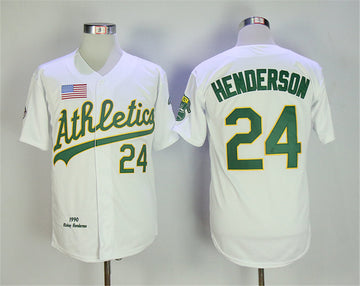 Rickey Henderson Oakland Athletics white Throwback jersey