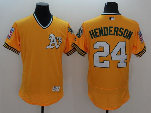 Rickey Henderson Oakland Athletics yellow Authentic jersey