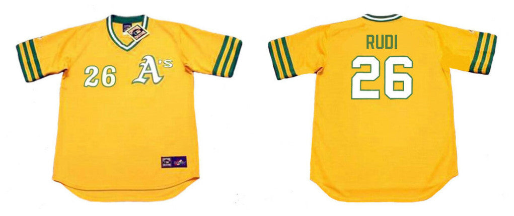 Joe Rudi Oakland Athletics yellow Throwback jersey