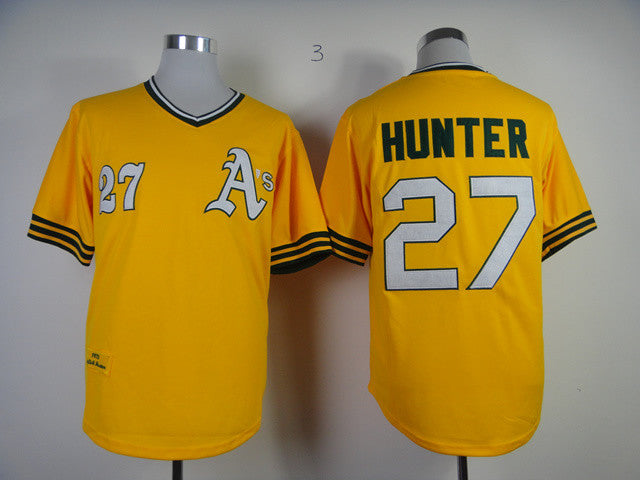 Hunter Oakland Athletics yellow Throwback jersey