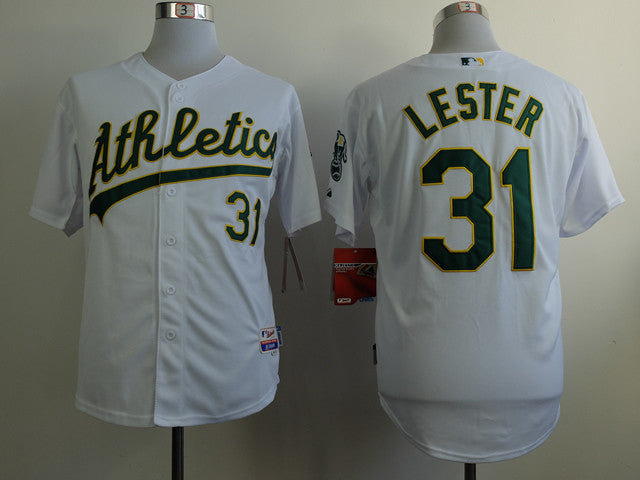 Lester Oakland Athletics white jersey