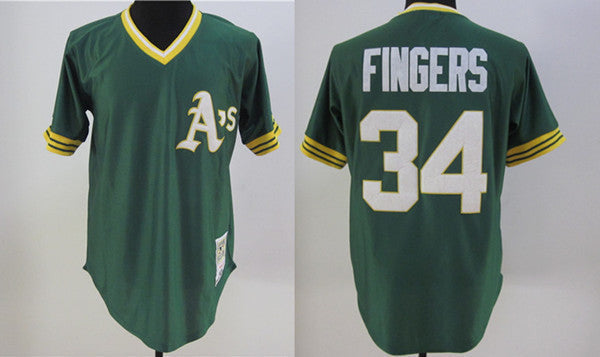 Fingers Oakland Athletics green Throwback jersey