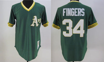 Fingers Oakland Athletics green Throwback jersey
