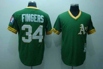 Fingers Oakland Athletics green jersey