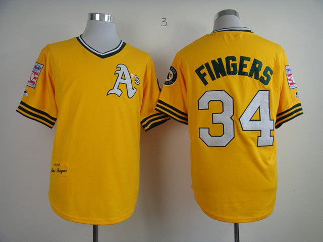 Fingers Oakland Athletics yellow Throwback jersey