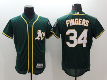 Rollie Fingers Oakland Athletics green jersey