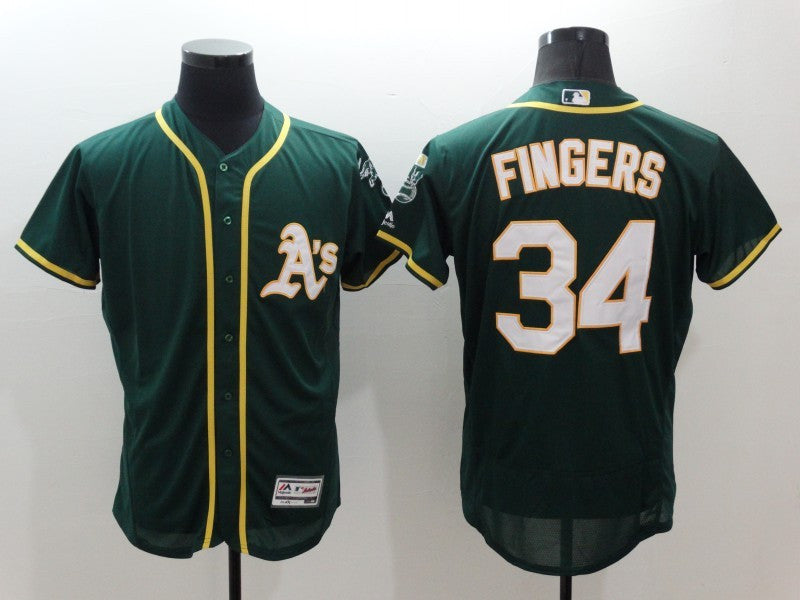 Rollie Fingers Oakland Athletics green jersey