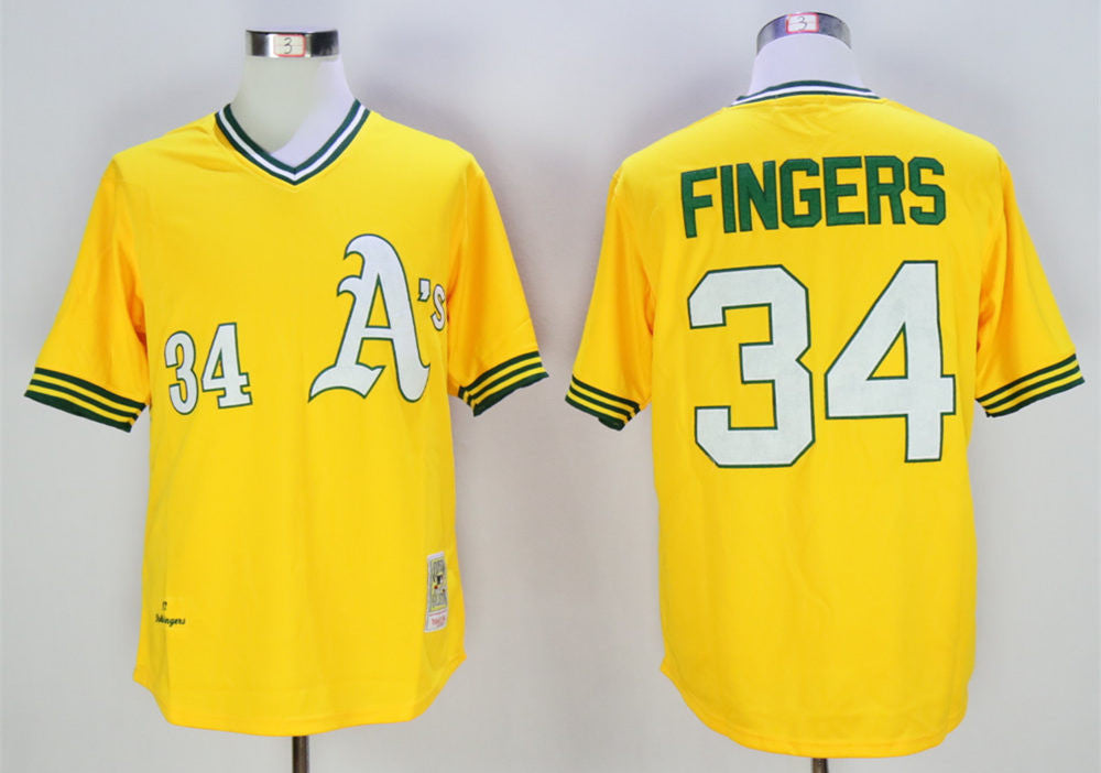 Rollie Fingers Oakland Athletics yellow Throwback jersey
