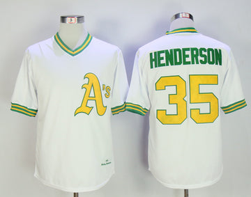 Rickey Henderson Oakland Athletics white Throwback jersey