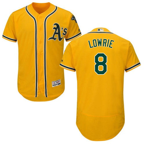 Jed Lowrie Oakland Athletics yellow jersey