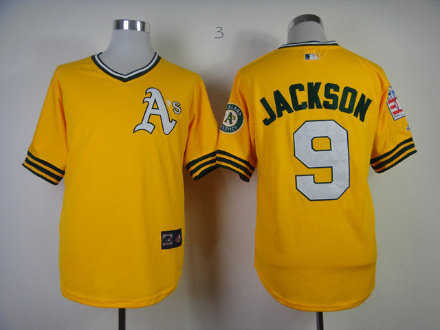 Jackson Oakland Athletics yellow Throwback jersey