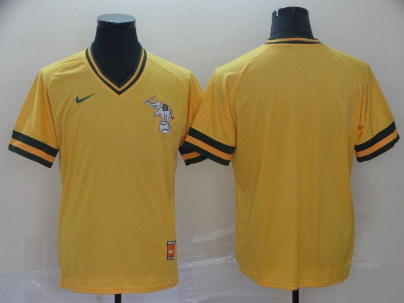Custom Oakland Athletics yellow Throwback jersey