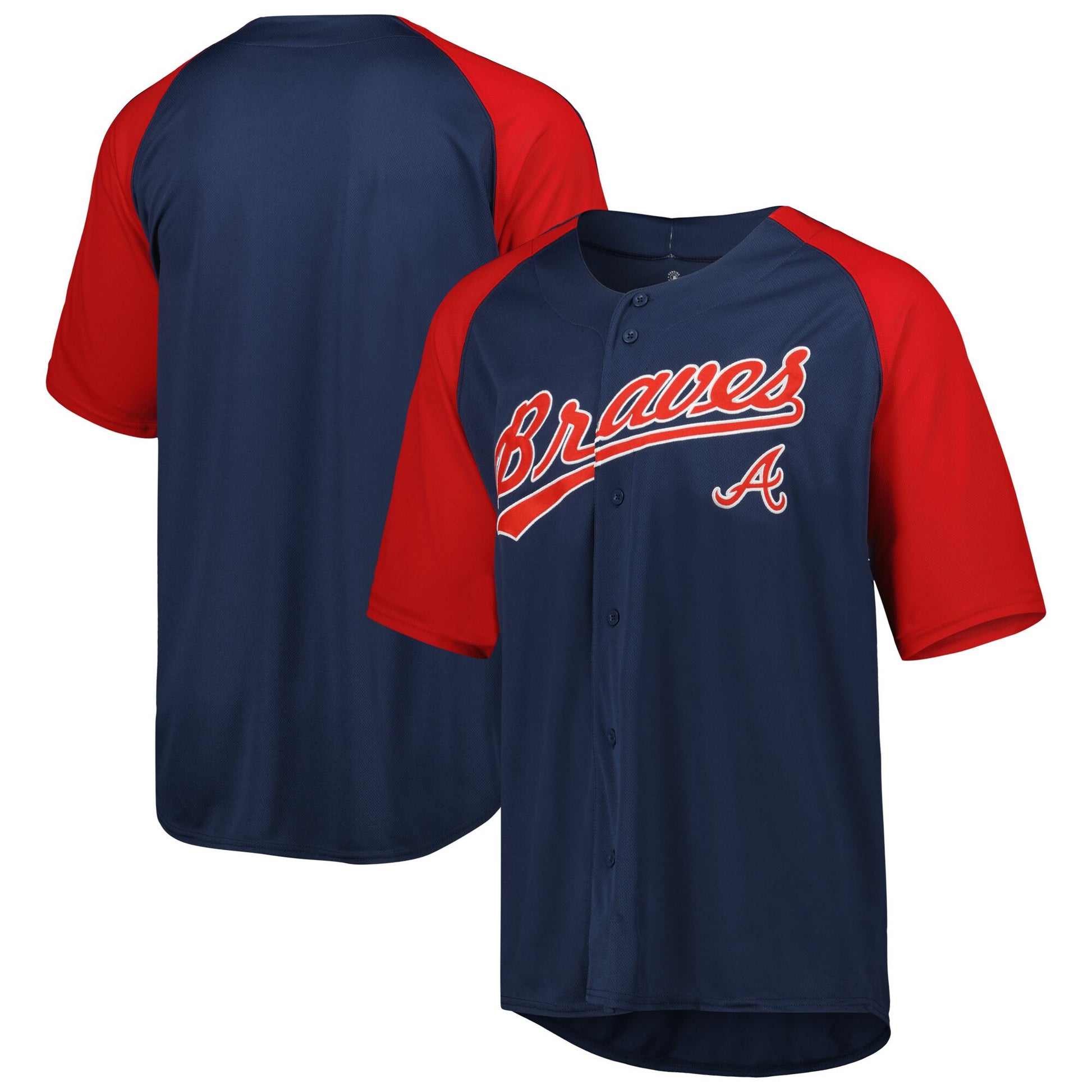 Stitches Button-down Raglan Atlanta Braves navy Fashion jersey