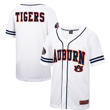 Colosseum Free Spirited Mesh Button-up Auburn Tigers white jersey