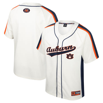Colosseum Ruth Button-up Auburn Tigers cream jersey