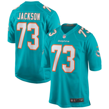 Austin Jackson Miami Dolphins aqua jersey