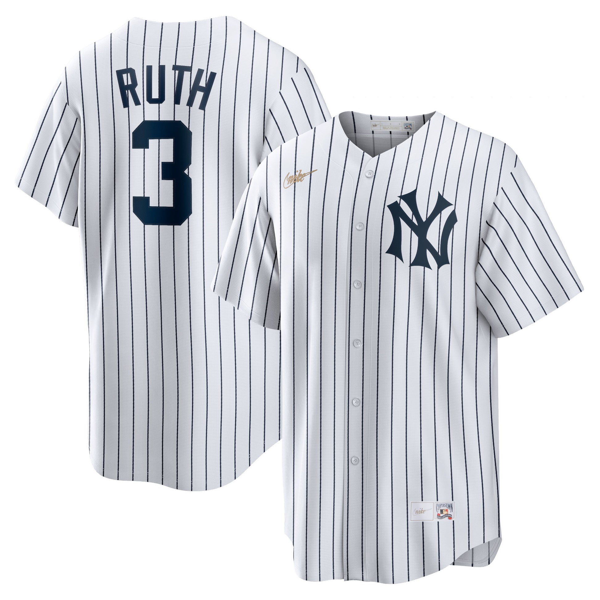 Babe Ruth New York Yankees white Cooperstown jersey