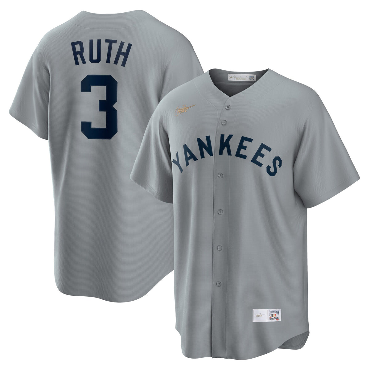 Babe Ruth New York Yankees gray Cooperstown jersey