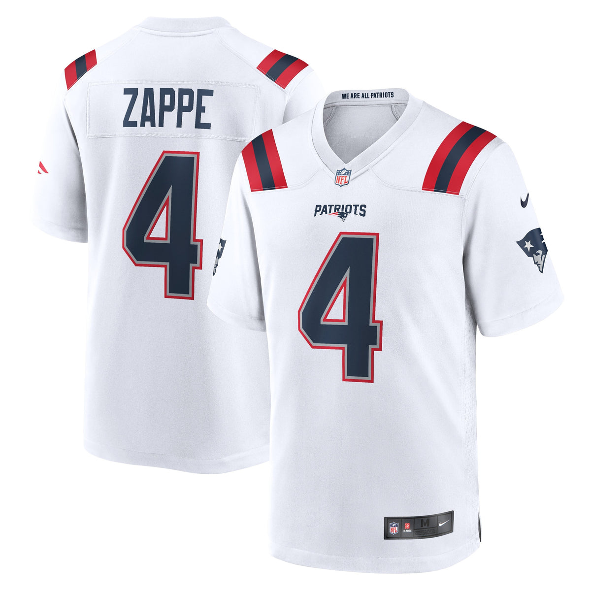 Bailey Zappe New England Patriots white Game jersey