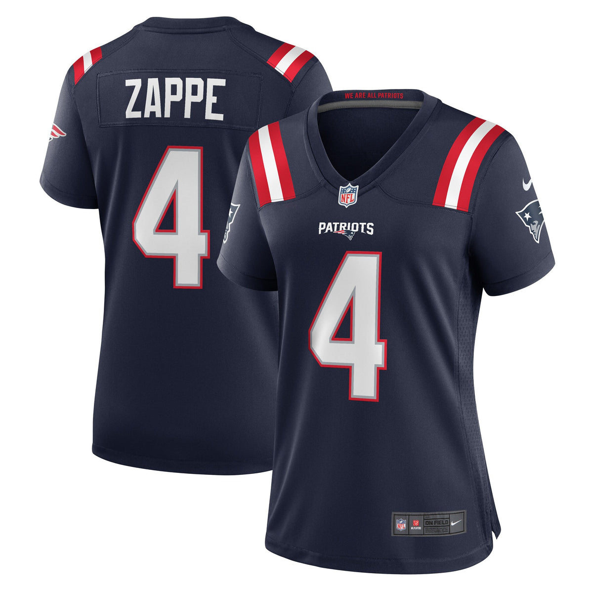 Bailey Zappe New England Patriots navy Game jersey