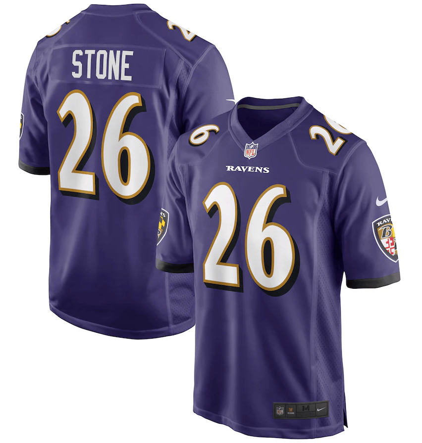Geno Stone Baltimore Ravens purple Vapor jersey