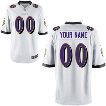 Custom Baltimore Ravens white Game jersey