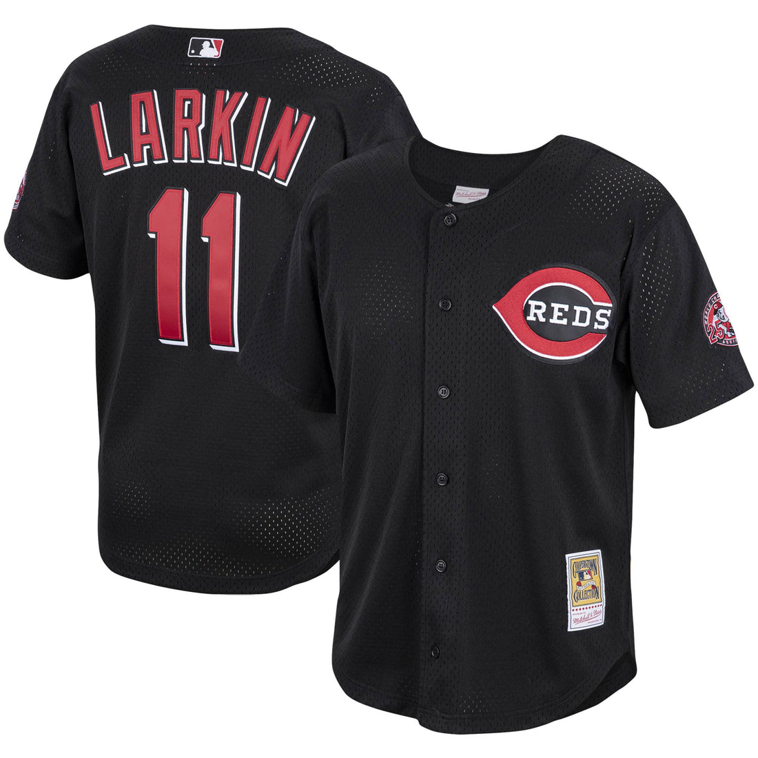 Barry Larkin Cincinnati Reds black Cooperstown jersey
