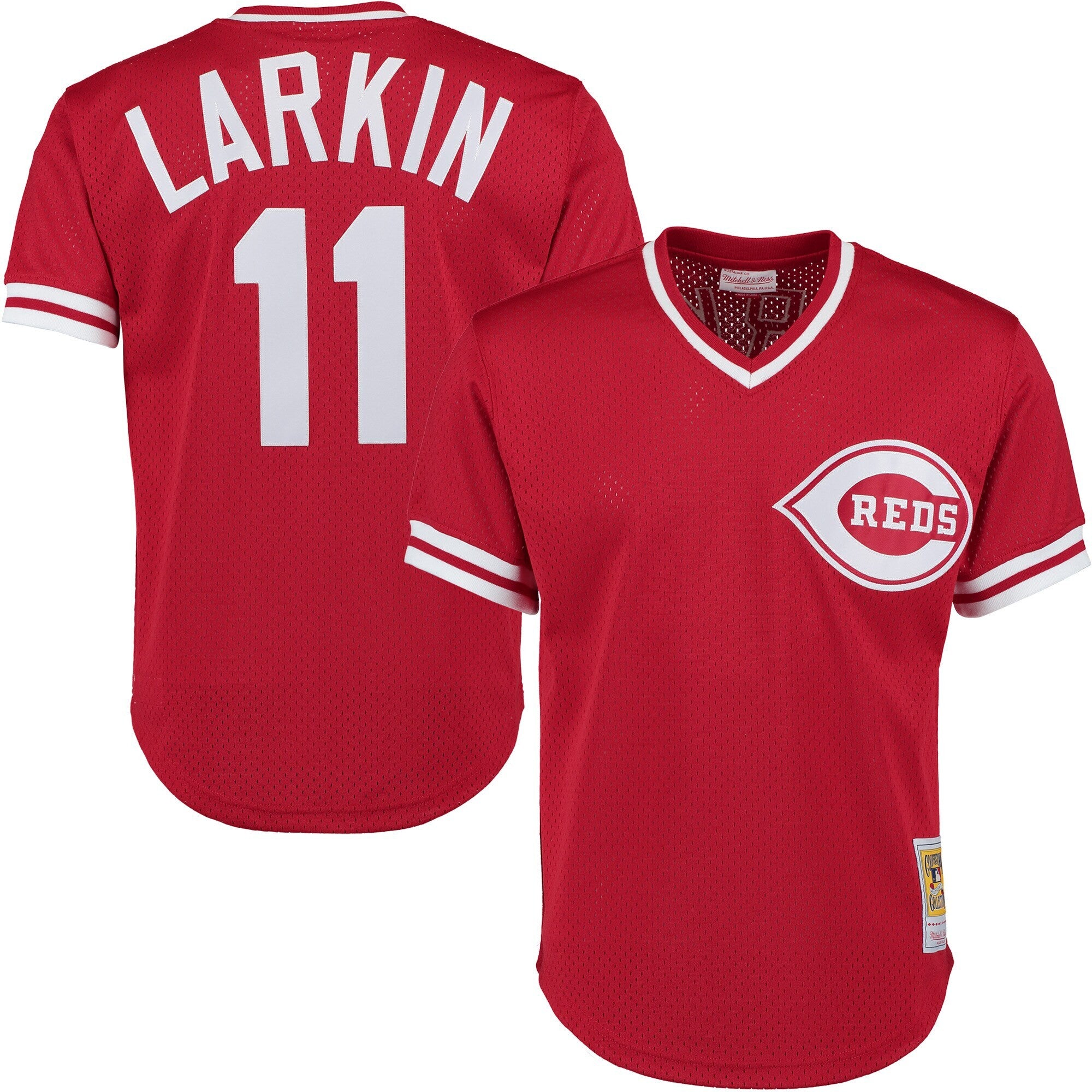 Barry Larkin Cincinnati Reds red Cooperstown jersey
