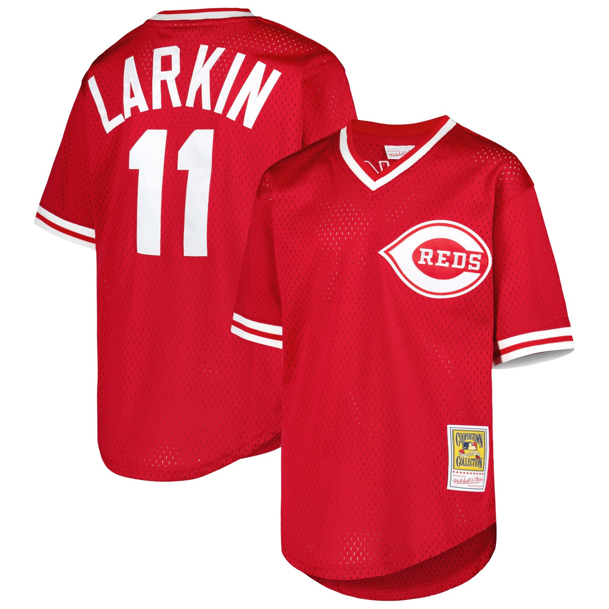 Barry Larkin Cincinnati Reds red Cooperstown jersey