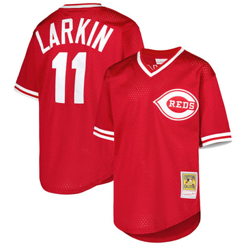 Barry Larkin Cincinnati Reds red Cooperstown jersey