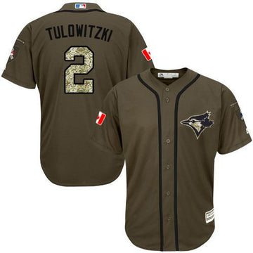 Troy Tulowitzki Toronto Blue Jays green Salute To Service jersey