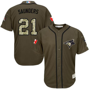 Michael Saunders Toronto Blue Jays green Salute To Service jersey