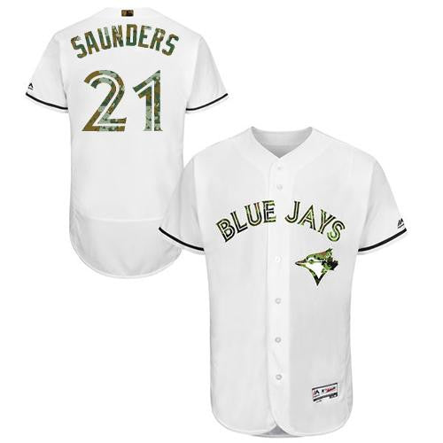 Michael Saunders Toronto Blue Jays white Authentic jersey