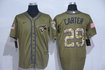 Joe Carter Toronto Blue Jays olive jersey