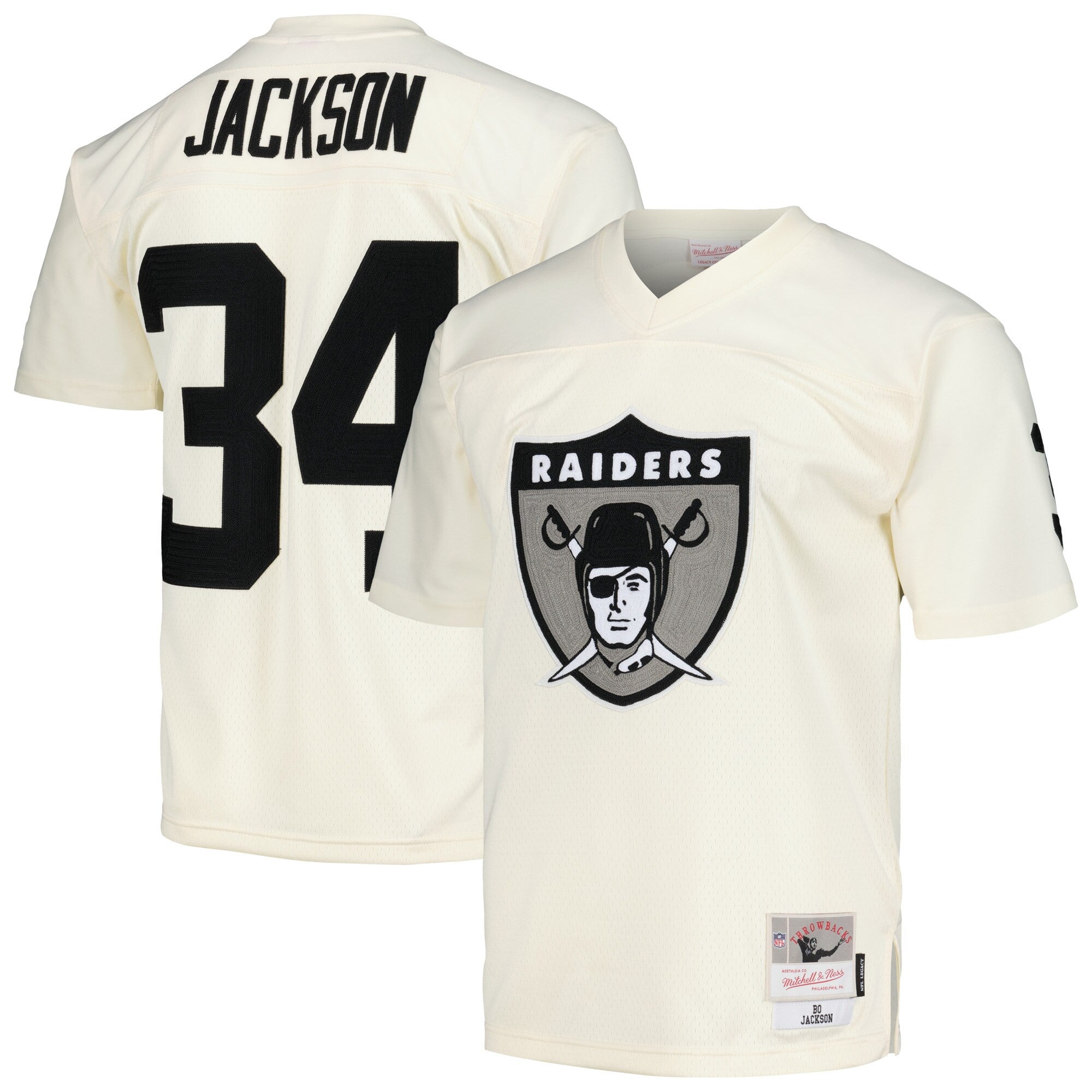Bo Jackson Chainstitch Las Vegas Raiders cream jersey