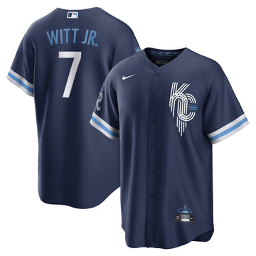 Bobby Witt Jr Kansas City Royals navy City Connect jersey
