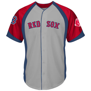 Colorblock Full-button Boston Red Sox gray jersey
