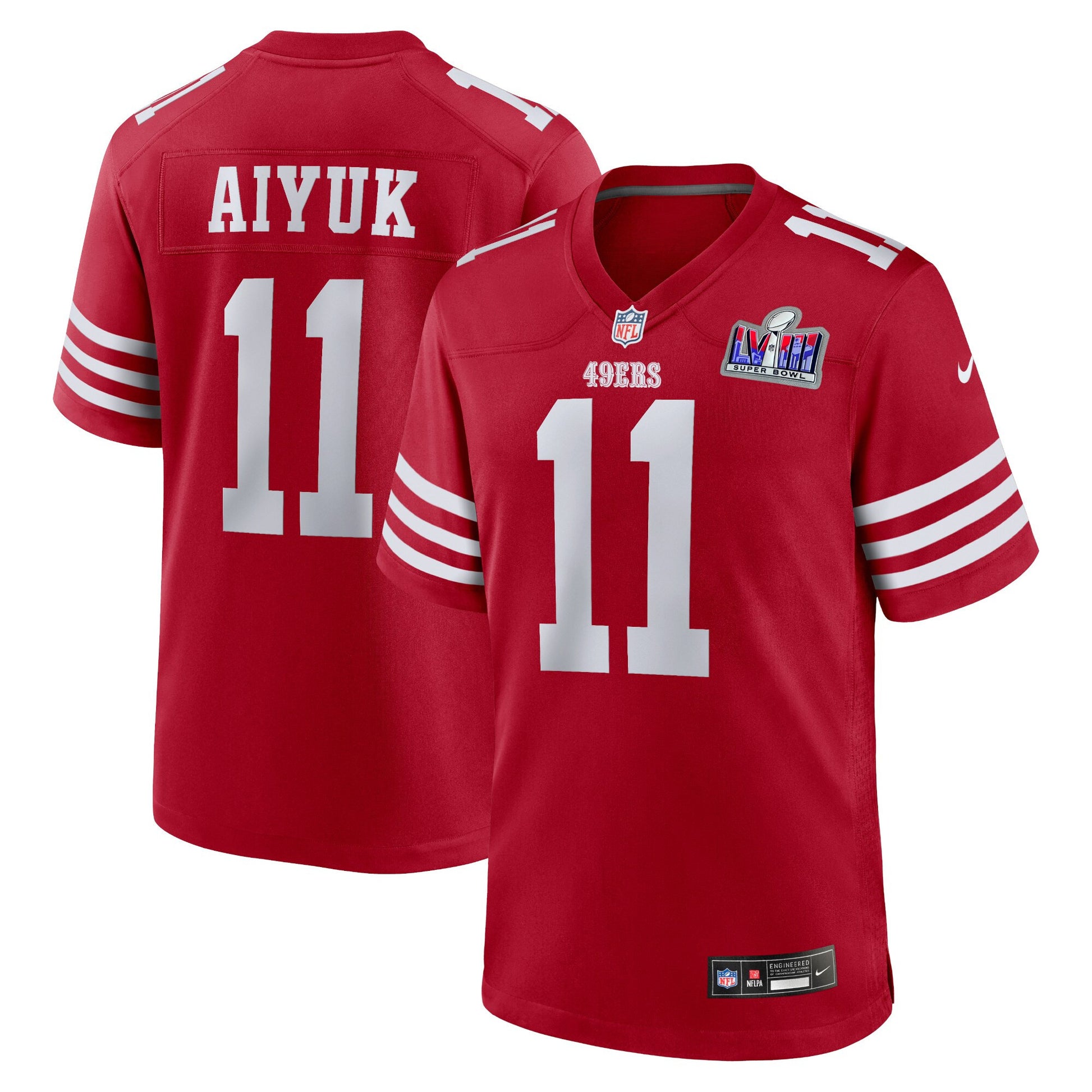 Brandon Aiyuk Super Bowl Lviii San Francisco 49ers scarlet jersey