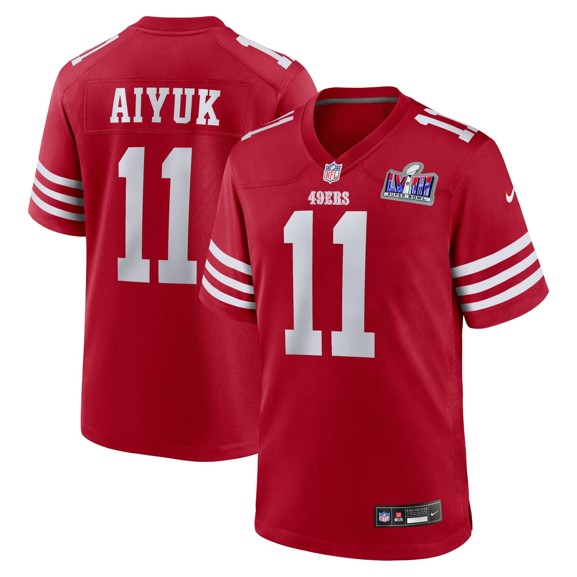 Brandon Aiyuk Super Bowl Lviii San Francisco 49ers scarlet jersey