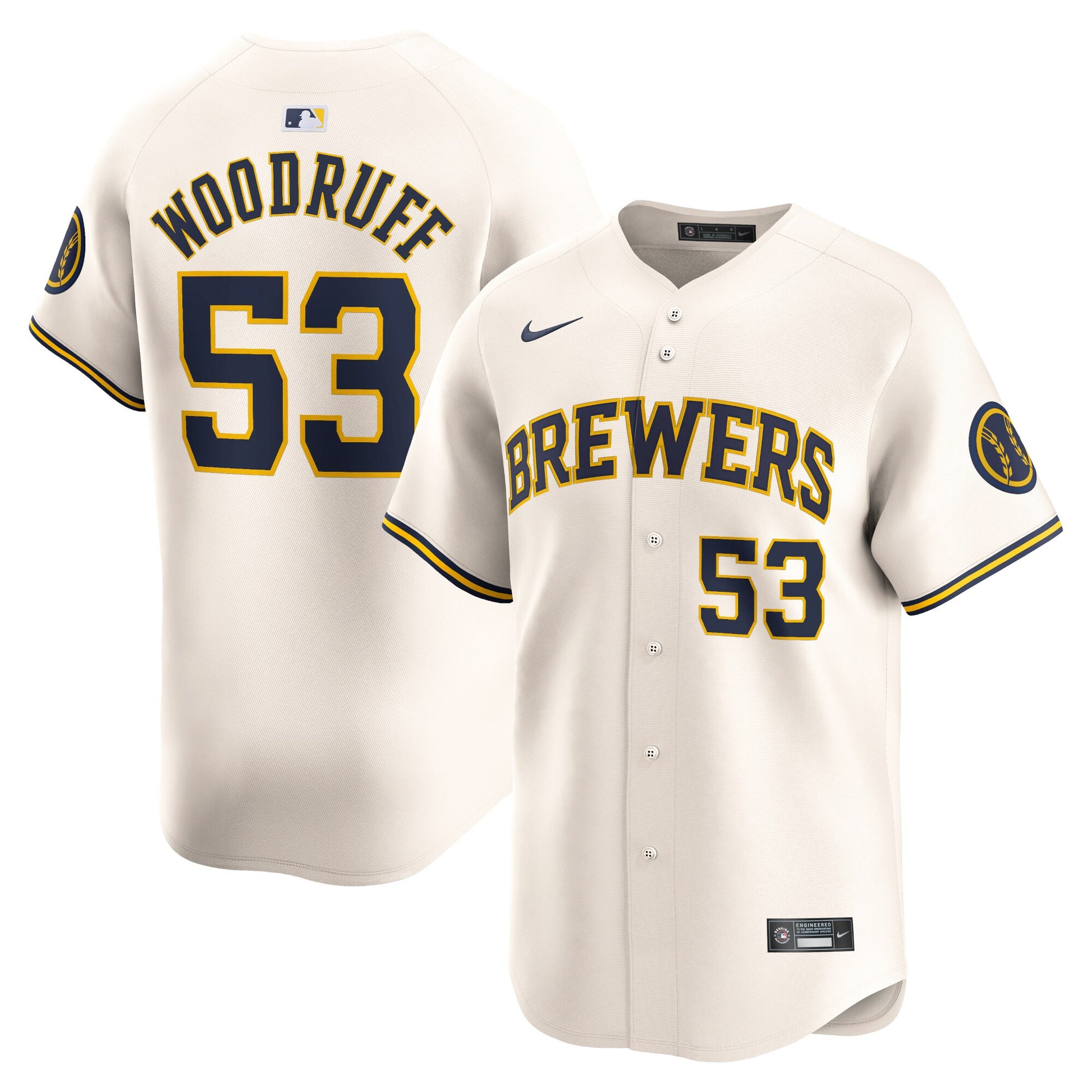 Brandon Woodruff Milwaukee Brewers cream Limited jersey